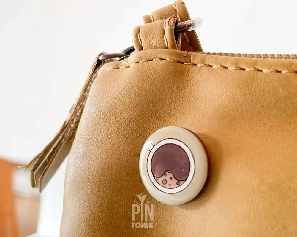 Broches - Broche Café en Bois – Accessoire Design Minimaliste - PINTONIK