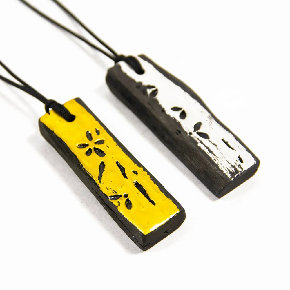 Jewelry - Long necklace EDO-PALLA-KIN - CHARCOAL ESKIMEÏT