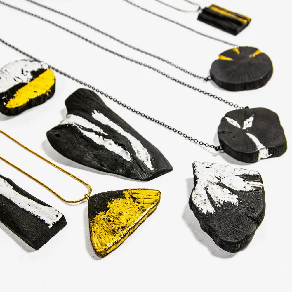 Jewelry - Long necklace EDO-PALLA-KIN - CHARCOAL ESKIMEÏT