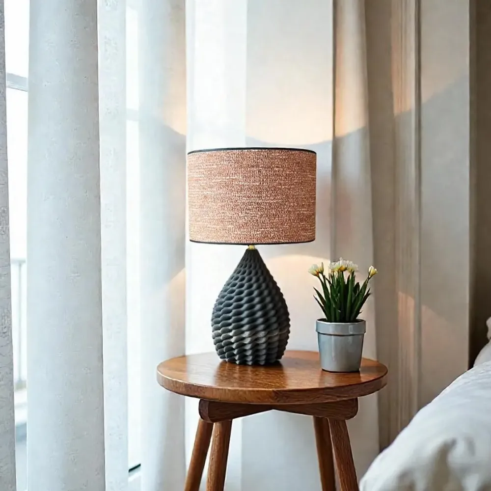 Decorative objects - table lamp - Pillow lava - ceramic black sandstone and sand - ANNE-SOPHIE AIMÉ