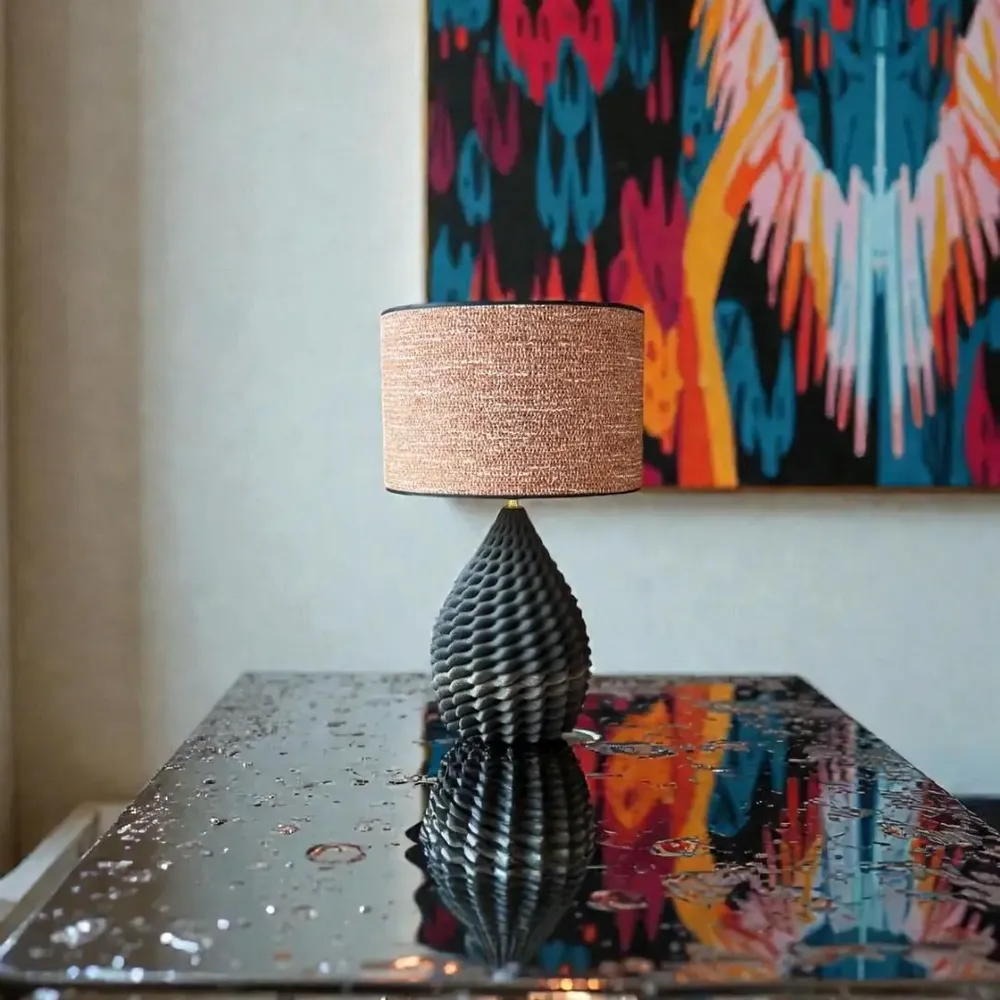 Decorative objects - table lamp - Pillow lava - ceramic black sandstone and sand - ANNE-SOPHIE AIMÉ