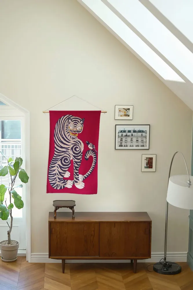 Tissus - Tiger and Magpie(Burgundy) - BON`EE(LIVING ART BRAND)