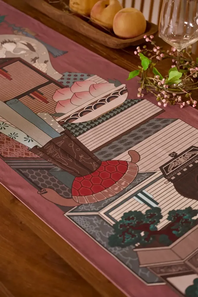 Linge de table textile - Chaekgeori Table Runner(Burgundy) - BON`EE(LIVING ART BRAND)