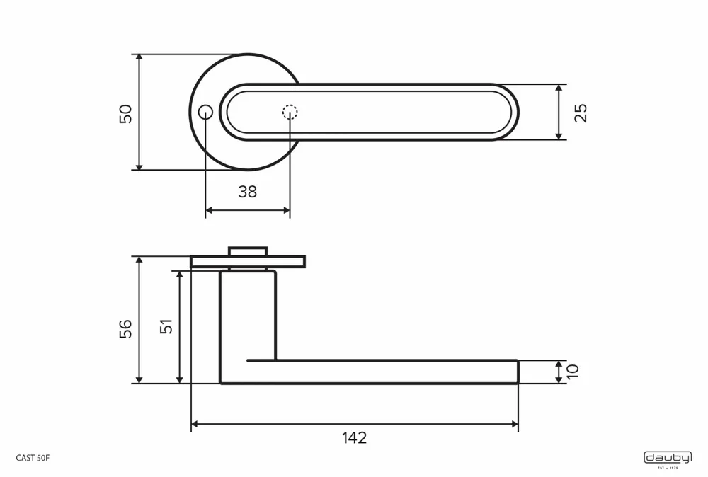 Decorative Ironwork - Dauby door handle Cast/50F - DAUBY SA