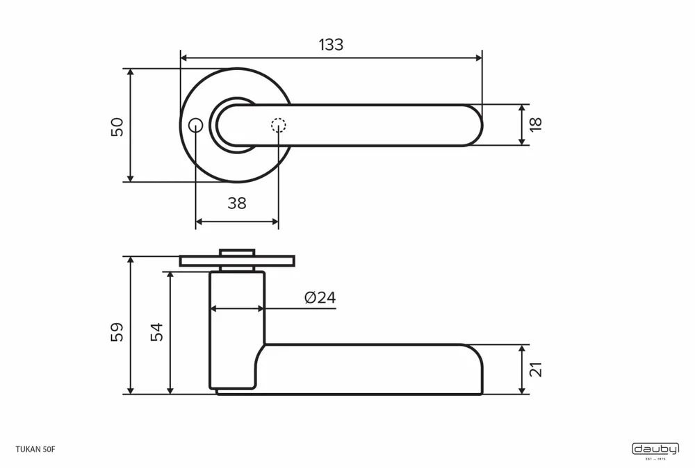 Decorative Ironwork - Dauby door handle Tukan/50F - DAUBY SA