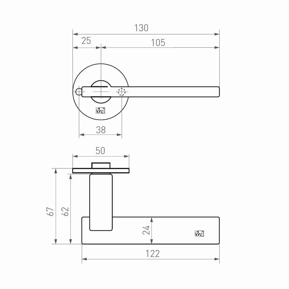 Decorative Ironwork - Dauby door handle PH2017/50F - DAUBY SA