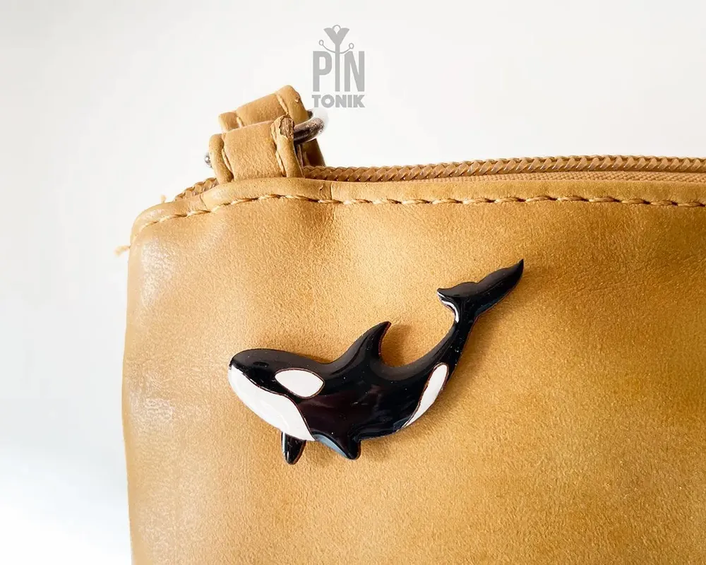 Brooches - Orca Pin - Handmade Killer Whale Statement Accessory - PINTONIK