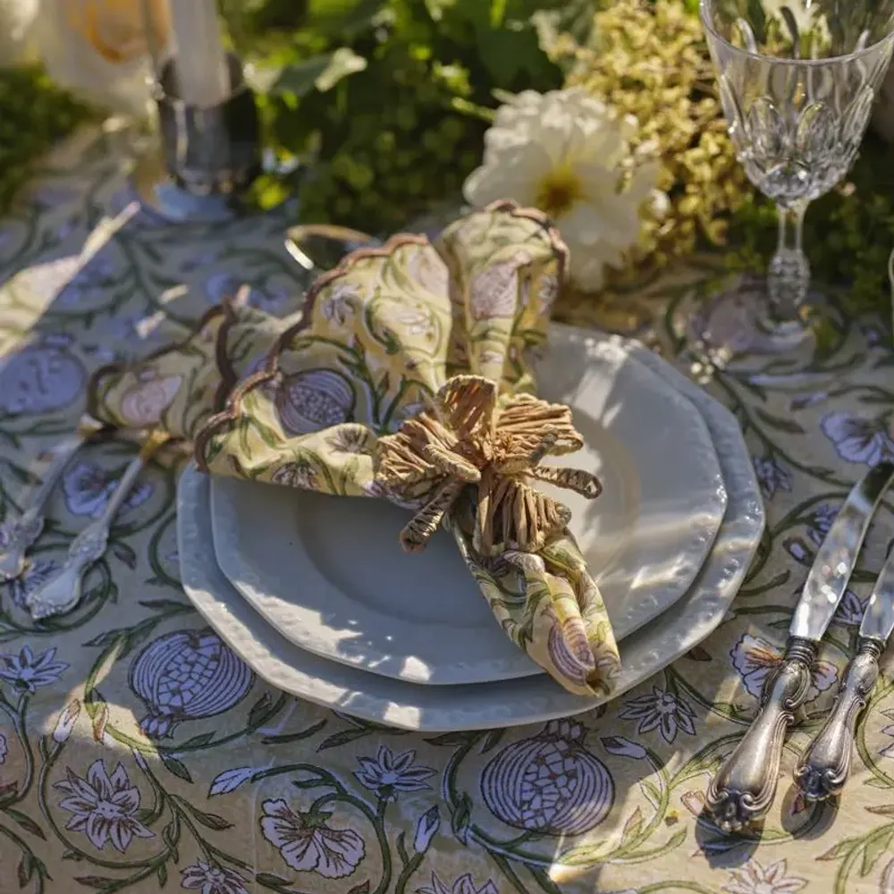 Linge de table textile - Nappe en coton Tanger Pomegranate - Beurre/Jaune - CHAMOIS  CA DETAIL & TRADE
