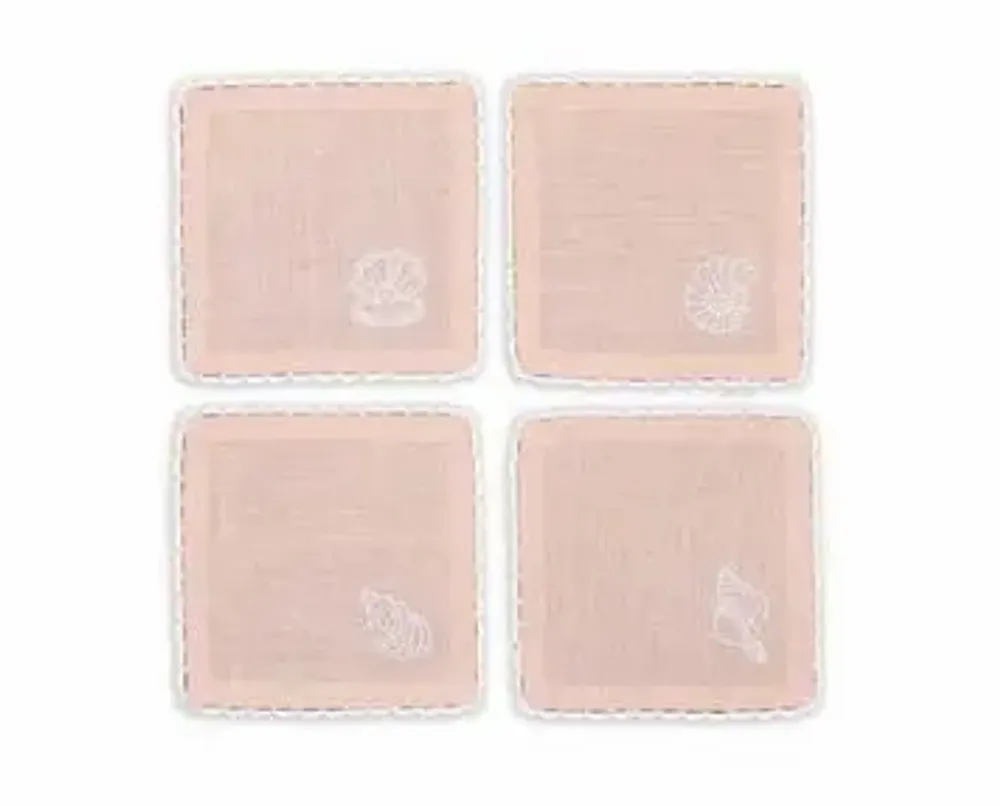 Kitchen linens - Seashell Glow - Cocktail Napkins (Set of 4) - NEEM CRAFTS LLC