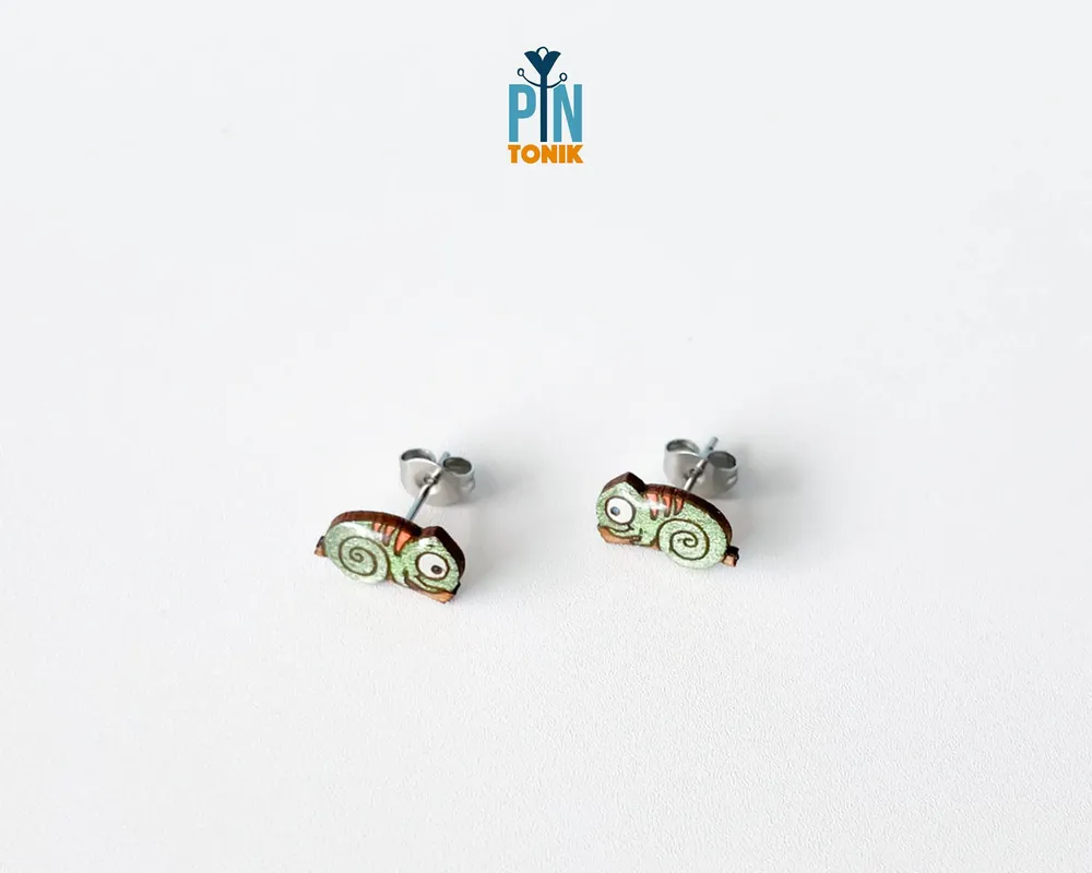 Bijoux - Boucles d'oreilles caméléon - Cadeau de Noël amusant pour les amoureux des animaux - Boucles d'oreilles reptile lézard - PENTIK