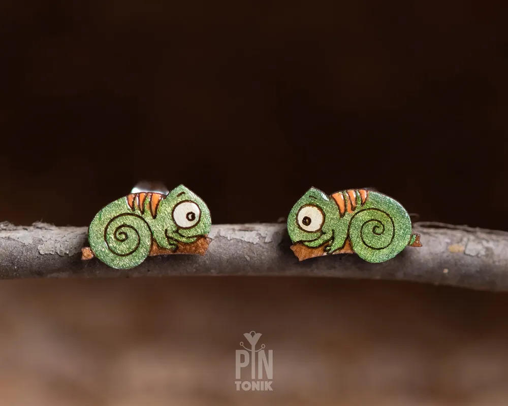 Bijoux - Boucles d'oreilles caméléon - Cadeau de Noël amusant pour les amoureux des animaux - Boucles d'oreilles reptile lézard - PENTIK