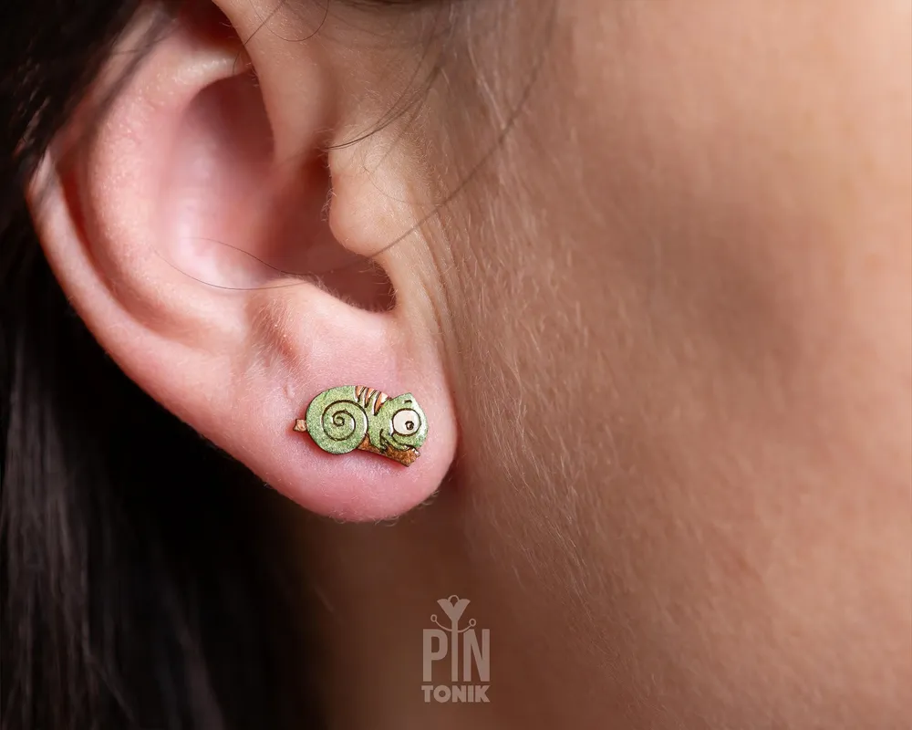 Bijoux - Boucles d'oreilles caméléon - Cadeau de Noël amusant pour les amoureux des animaux - Boucles d'oreilles reptile lézard - PENTIK