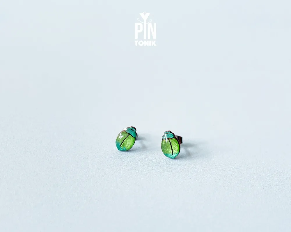 Jewelry - Blue Tansy Earrings - Milkweed Beetle Stud Earrings - Bug Insect Jewelry - PENTIK