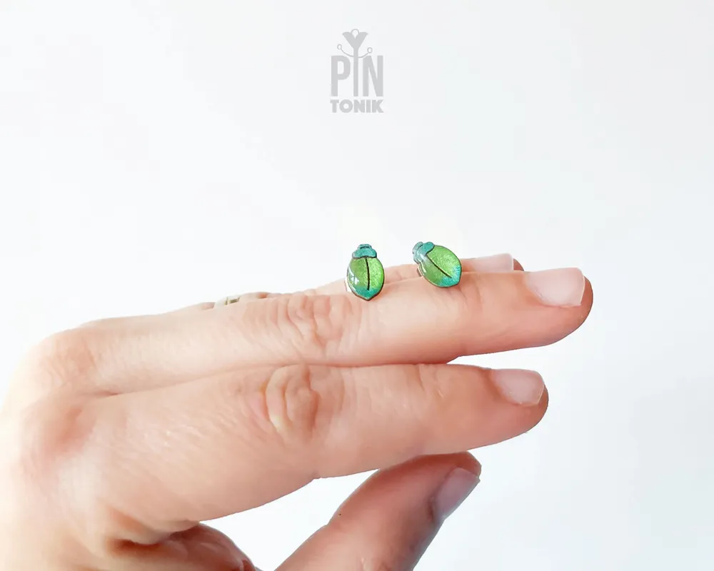 Jewelry - Blue Tansy Earrings - Milkweed Beetle Stud Earrings - Bug Insect Jewelry - PENTIK