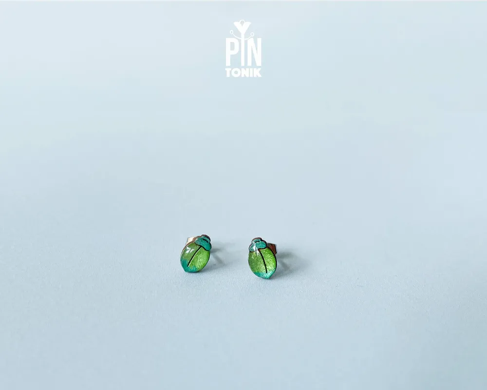 Jewelry - Blue Tansy Earrings - Milkweed Beetle Stud Earrings - Bug Insect Jewelry - PENTIK