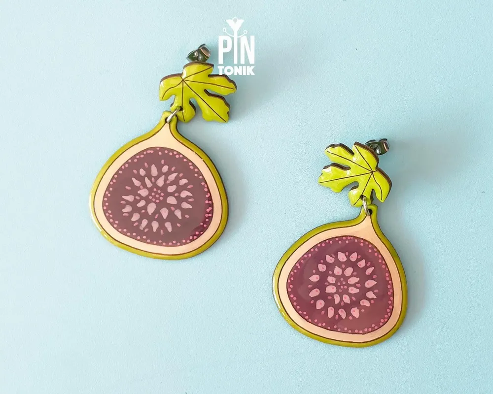 Jewelry - Fig Fruit Earrings - Summer Fruits Chunky Jewelry - PENTIK