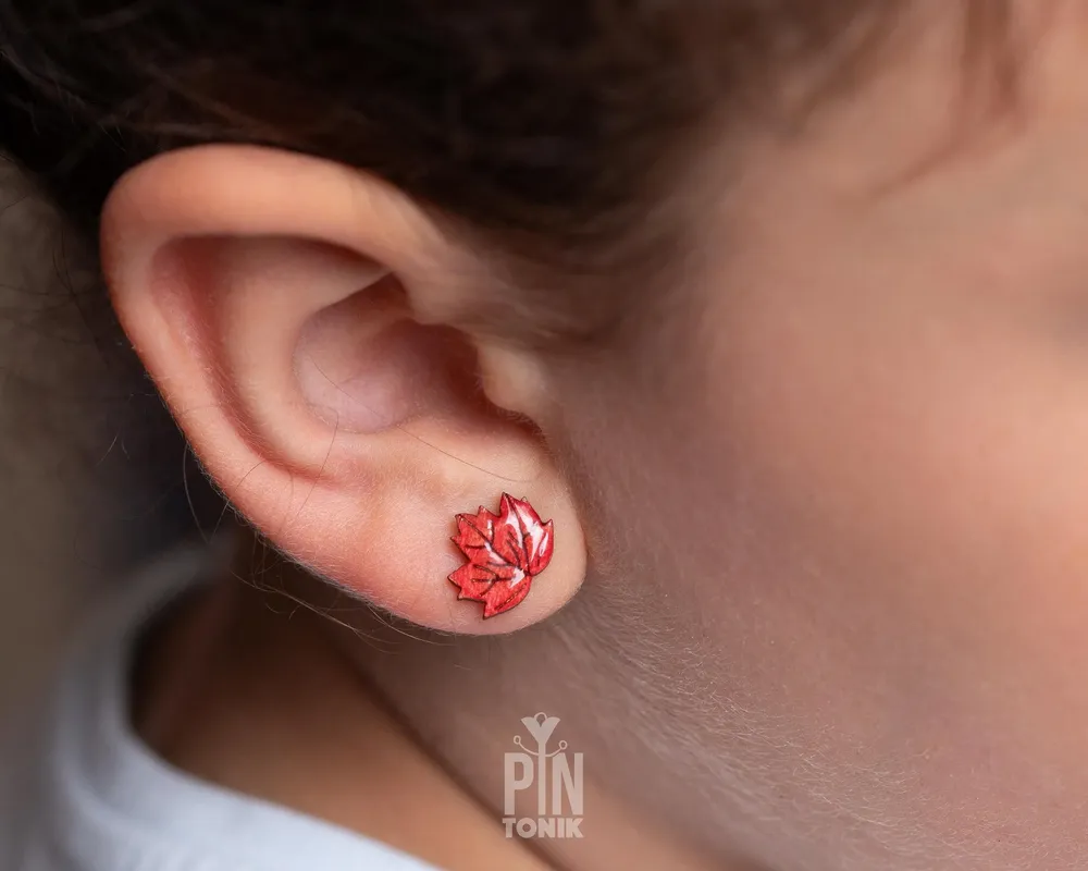 Jewelry - Fall Stud Earrings - Fall Leaves Mismatched Earrings - Autumn Jewelry - PINTONIK