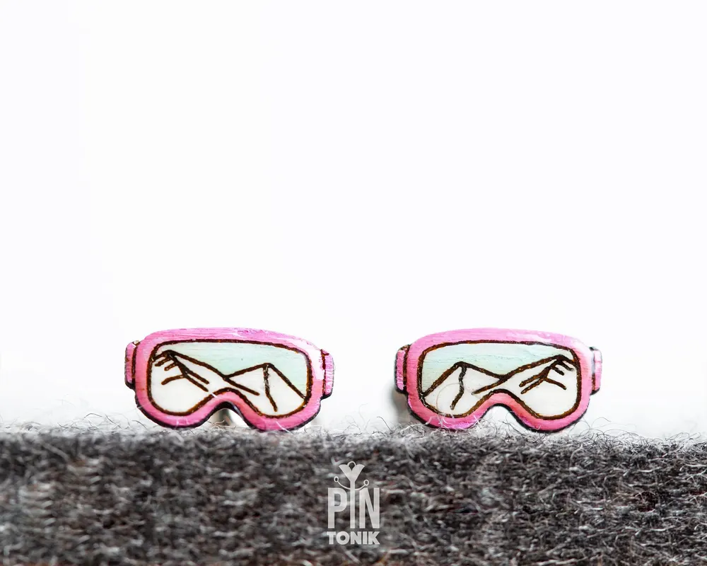 Jewelry - Ski Goggle Earrings - Fun Apres Ski Studs - Snowboard Gifts and Stocking Stuffers - PINTONIK