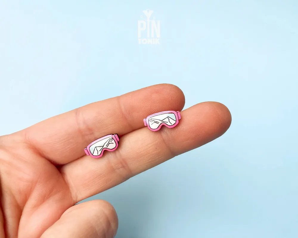 Jewelry - Ski Goggle Earrings - Fun Apres Ski Studs - Snowboard Gifts and Stocking Stuffers - PINTONIK