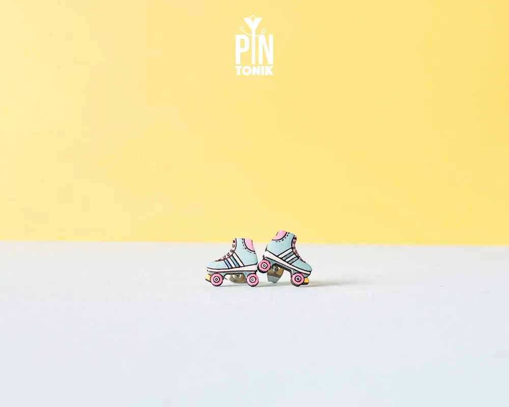 Jewelry - Statement 90s Funky Stud Earrings - Retro Roller Skates Derby Gift for 40th Birthday, Teenage Girls, Best Friend - PINTONIK