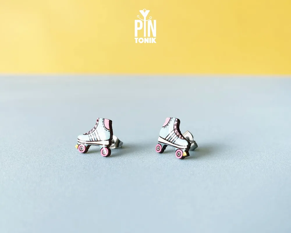 Jewelry - Statement 90s Funky Stud Earrings - Retro Roller Skates Derby Gift for 40th Birthday, Teenage Girls, Best Friend - PINTONIK
