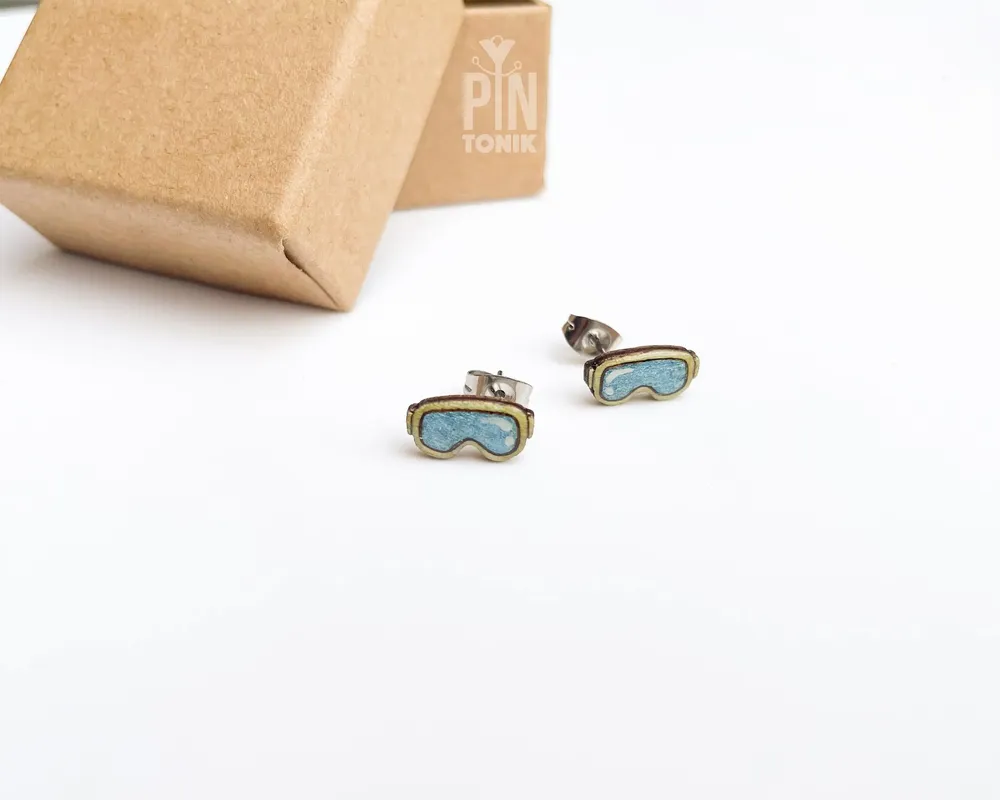 Jewelry - Snowboard Earrings - Fun Apres Ski Stud Earrings - Ski Goggle Gifts and Stocking Stuffers - PINTONIK