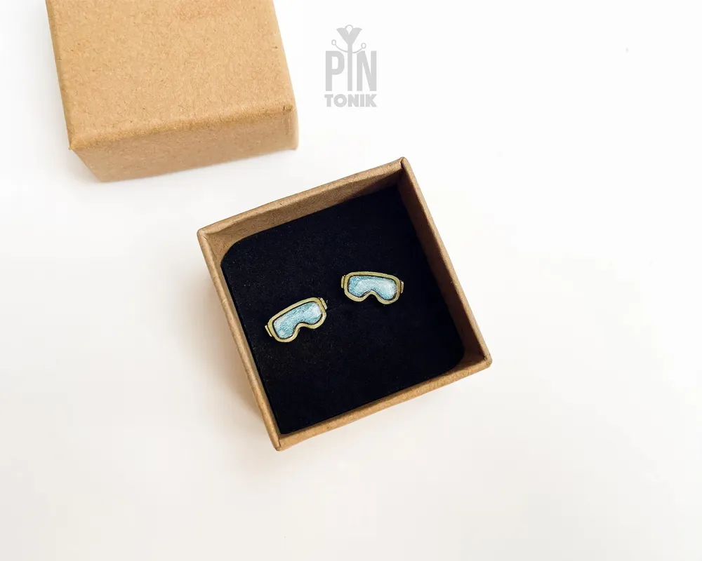 Jewelry - Snowboard Earrings - Fun Apres Ski Stud Earrings - Ski Goggle Gifts and Stocking Stuffers - PINTONIK