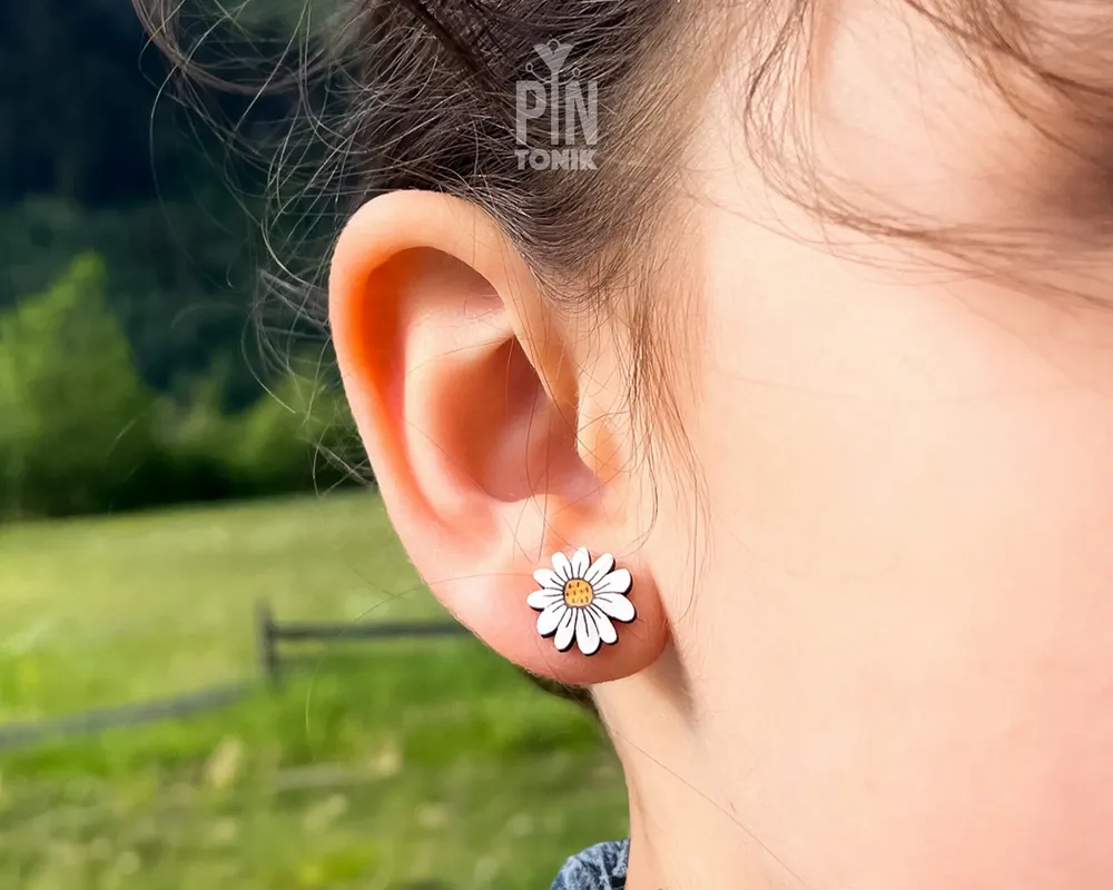 Bijoux - Boucles d’Oreilles Clous Marguerite Blanche - PINTONIK