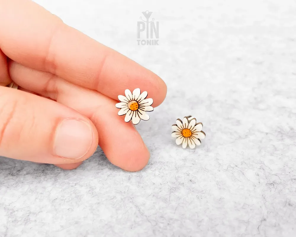 Bijoux - Boucles d’Oreilles Clous Marguerite Blanche - PINTONIK