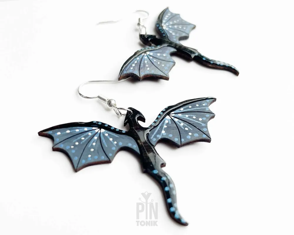Bijoux - Boucles d'oreilles Dragon Whimsigoth - Bijoux gothiques d'Halloween - Boucles d'oreilles pendantes fantaisistes Dark Academia - PINTONIK