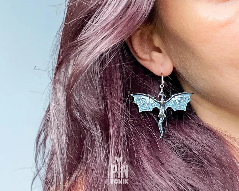 Bijoux - Boucles d'oreilles Dragon Whimsigoth - Bijoux gothiques d'Halloween - Boucles d'oreilles pendantes fantaisistes Dark Academia - PINTONIK