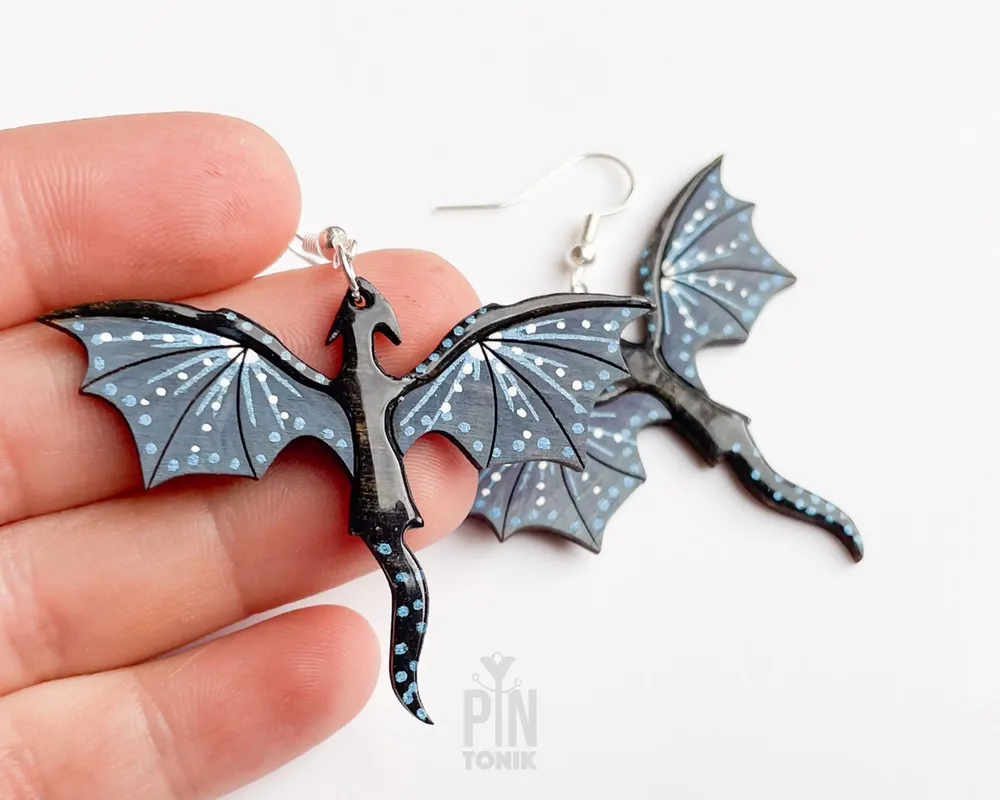 Bijoux - Boucles d'oreilles Dragon Whimsigoth - Bijoux gothiques d'Halloween - Boucles d'oreilles pendantes fantaisistes Dark Academia - PINTONIK