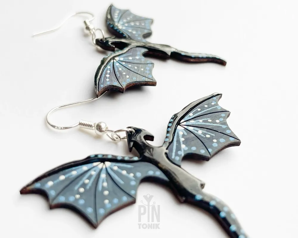Bijoux - Boucles d'oreilles Dragon Whimsigoth - Bijoux gothiques d'Halloween - Boucles d'oreilles pendantes fantaisistes Dark Academia - PINTONIK
