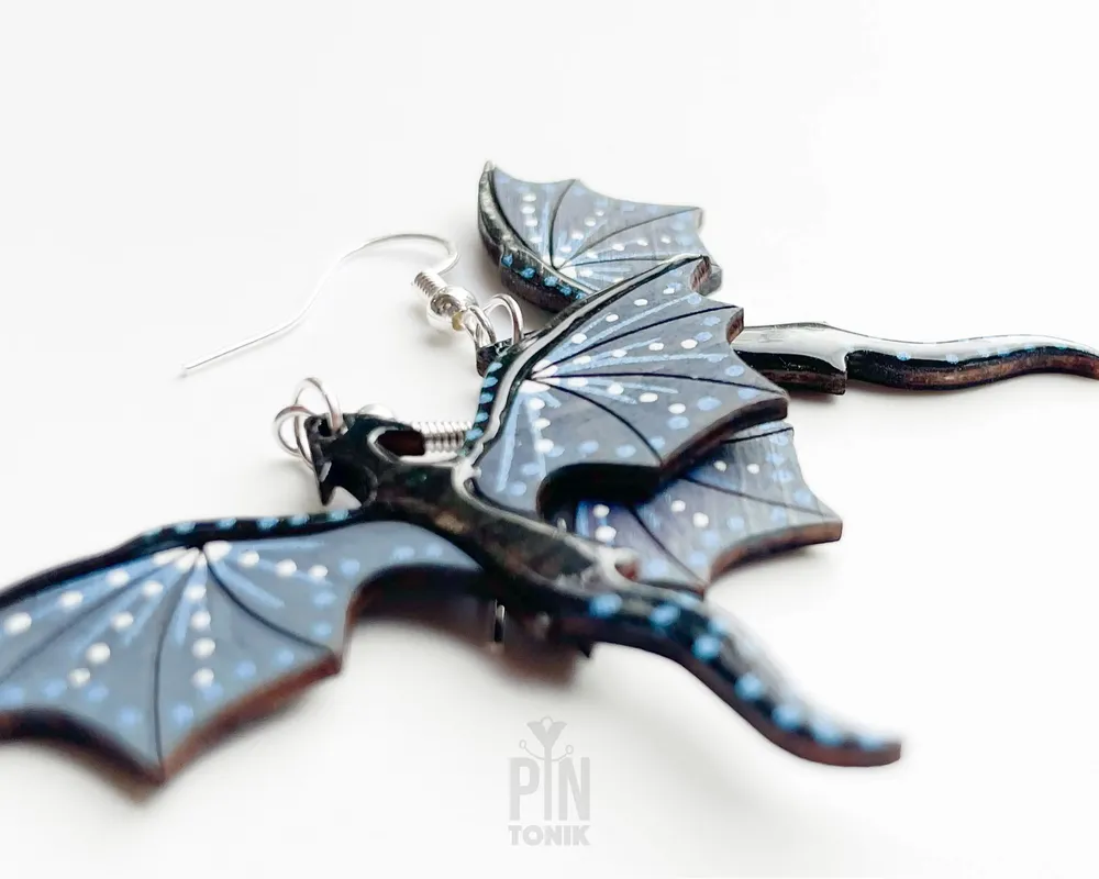 Bijoux - Boucles d'oreilles Dragon Whimsigoth - Bijoux gothiques d'Halloween - Boucles d'oreilles pendantes fantaisistes Dark Academia - PINTONIK