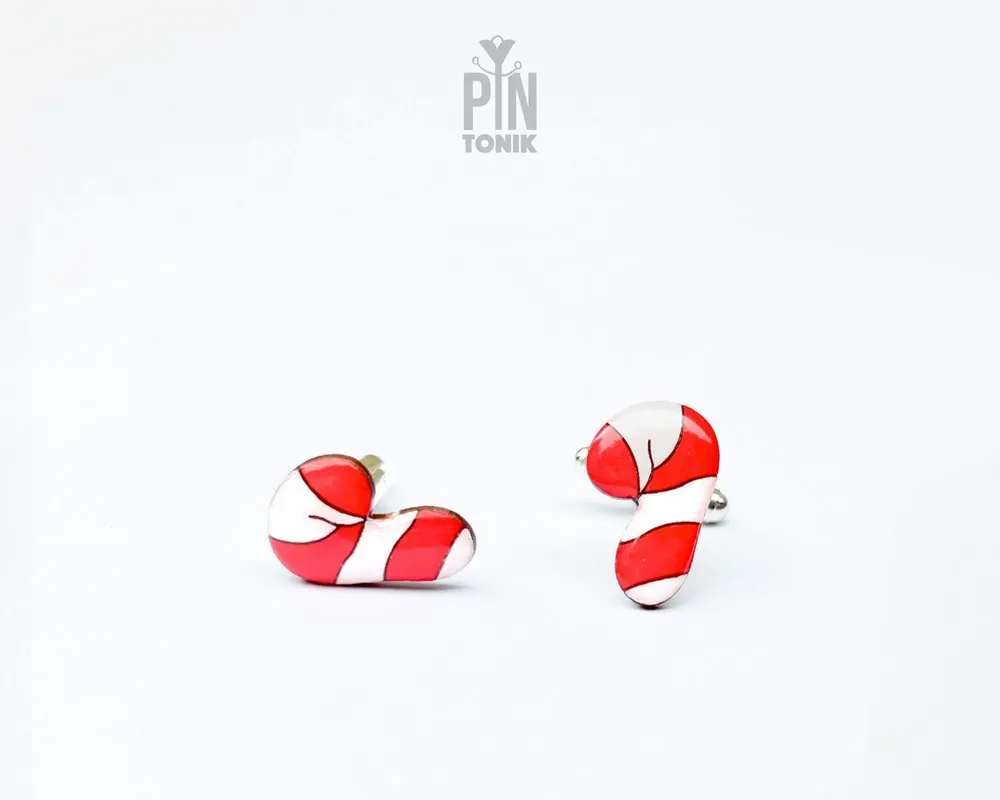 Jewelry - Christmas Cufflinks - Candy Cane Gifts - Winter Wedding Groom Cuff Links - PINTONIK