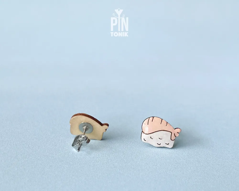 Bijoux - Boucles d'oreilles Sushi - Miniatures en bois - Base en acier inoxydable - PINTONIK