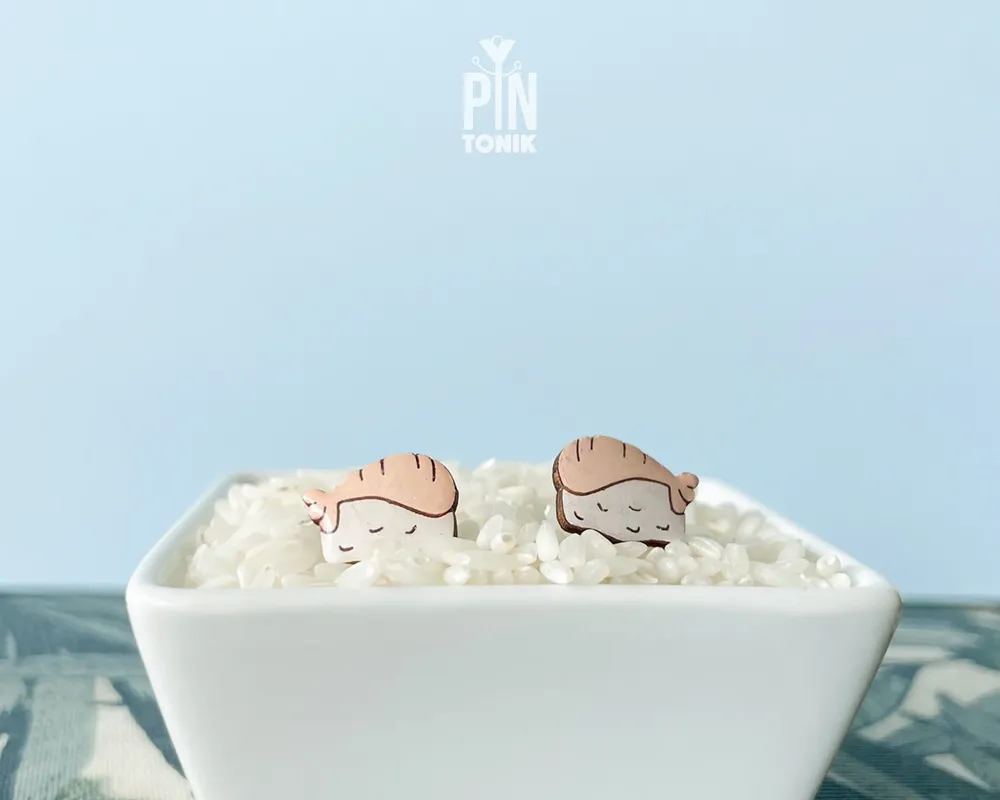 Bijoux - Boucles d'oreilles Sushi - Miniatures en bois - Base en acier inoxydable - PINTONIK