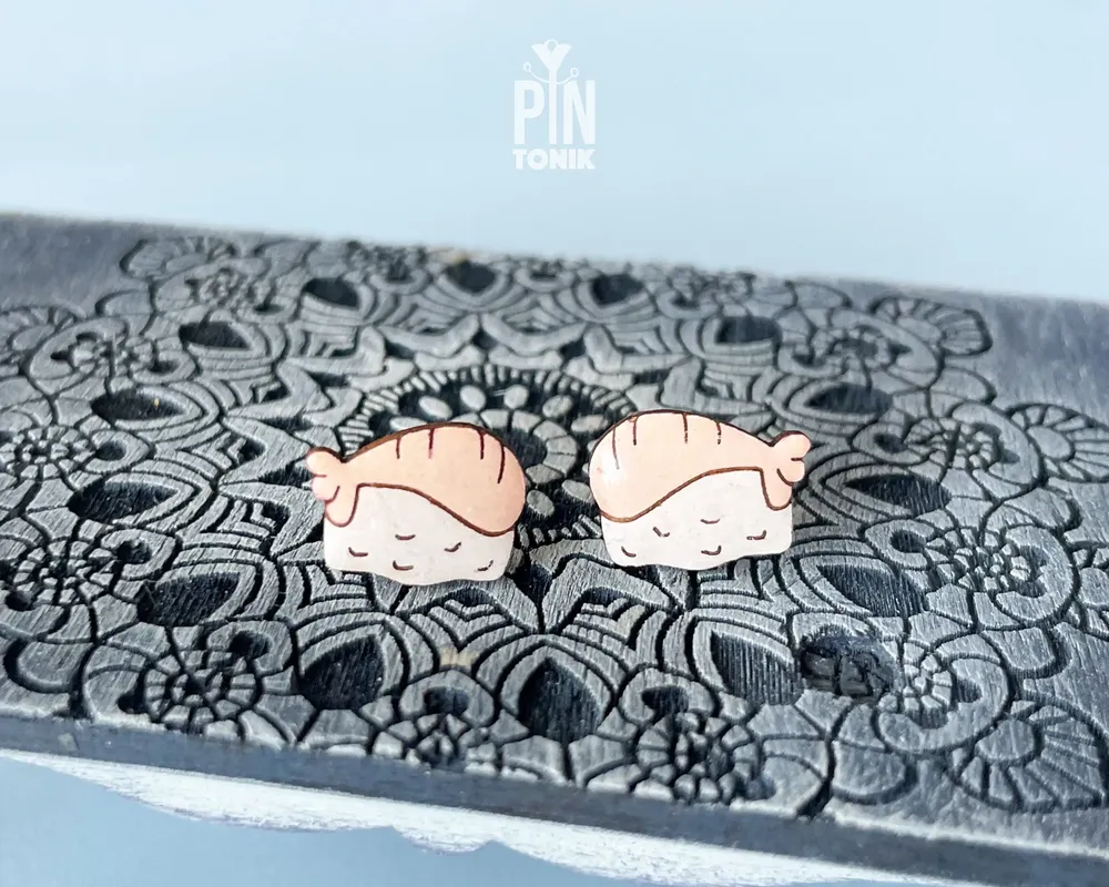 Bijoux - Boucles d'oreilles Sushi - Miniatures en bois - Base en acier inoxydable - PINTONIK
