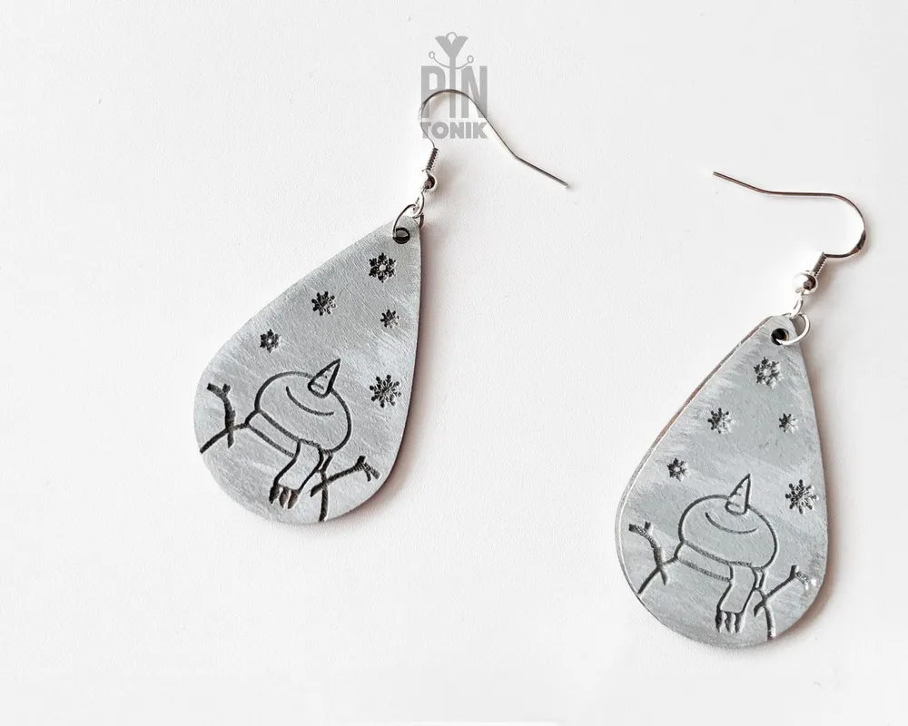 Jewelry - Snowman Earrings - Christmas Jewelry - Fun Snow Man Dangle Earrings - PINTONIK