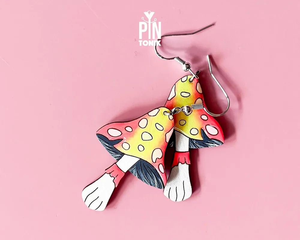 Bijoux - Boucles d'oreilles pendantes Neon Mushroom - PINTONIK