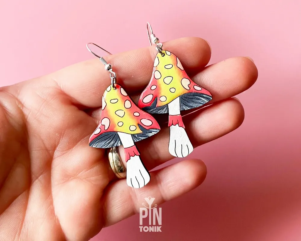 Bijoux - Boucles d'oreilles pendantes Neon Mushroom - PINTONIK