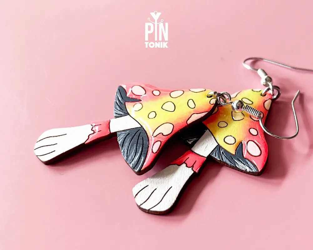 Bijoux - Boucles d'oreilles pendantes Neon Mushroom - PINTONIK