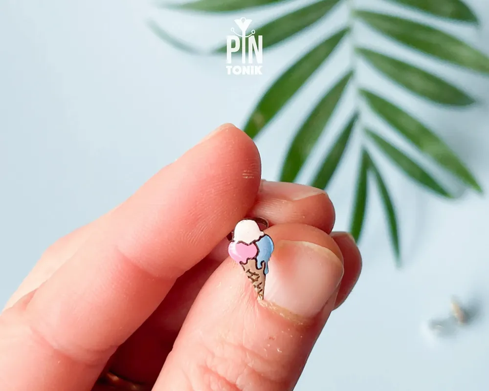 Jewelry - Ice Cream Stud Earrings - Wooden Summer Food Jewelry - PINTONIK