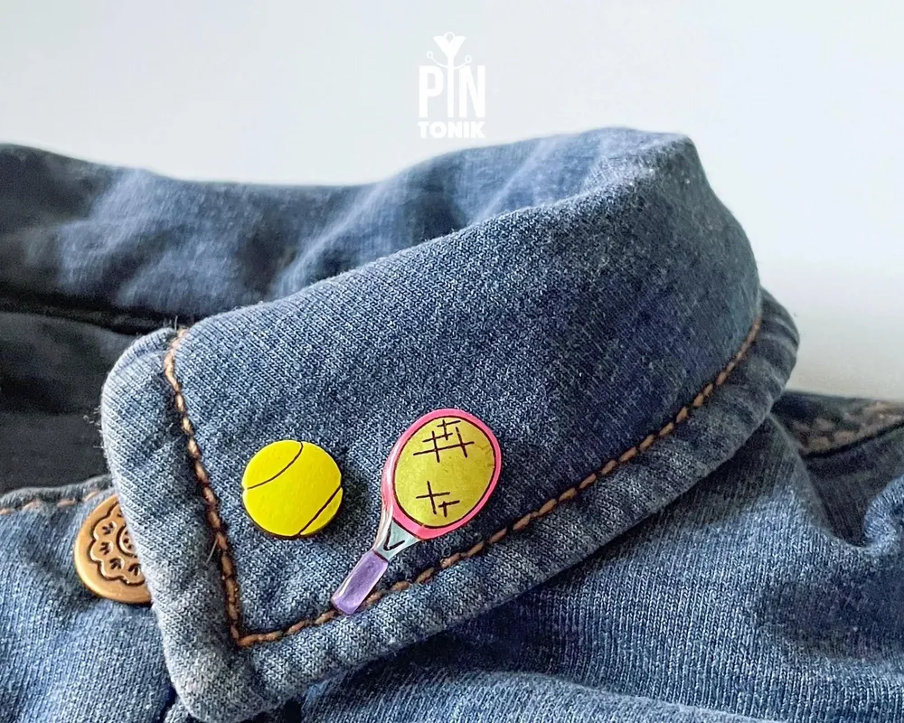 Jewelry - Tennis Lapel Pins - Neon Racket & Ball Pin Set - PINTONIK