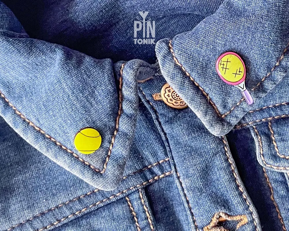 Jewelry - Tennis Lapel Pins - Neon Racket & Ball Pin Set - PINTONIK