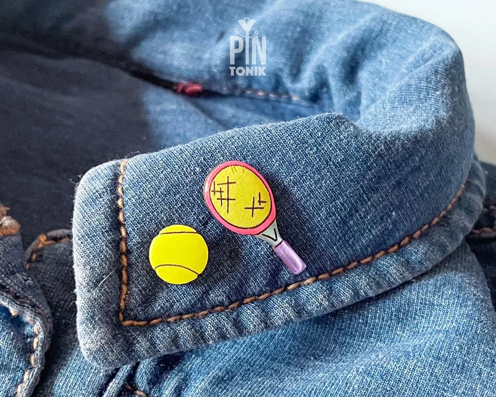 Jewelry - Tennis Lapel Pins - Neon Racket & Ball Pin Set - PINTONIK