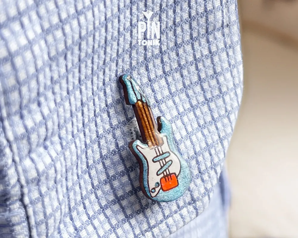 Bijoux - Boutons de manchette guitare électrique - Boutons de manchette musicaux en bois peints à la main - PINTONIK