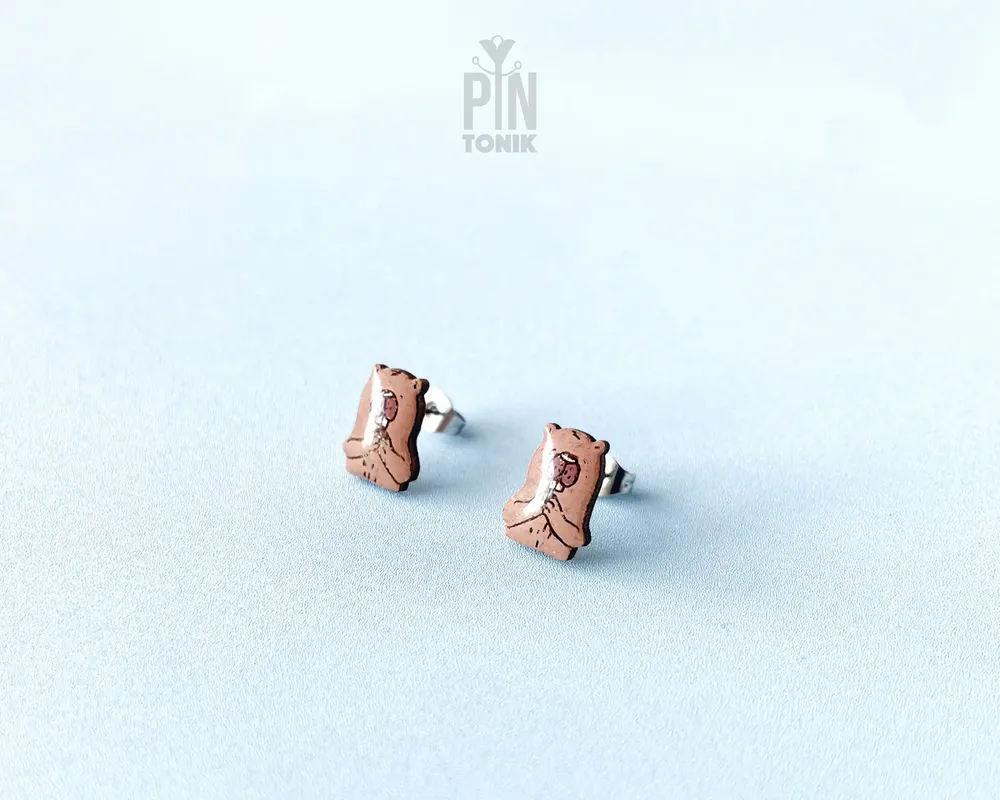 Bijoux - Boucles d'oreilles castor - Cadeaux animaux amusants - Bijoux originaux - PINTONIK
