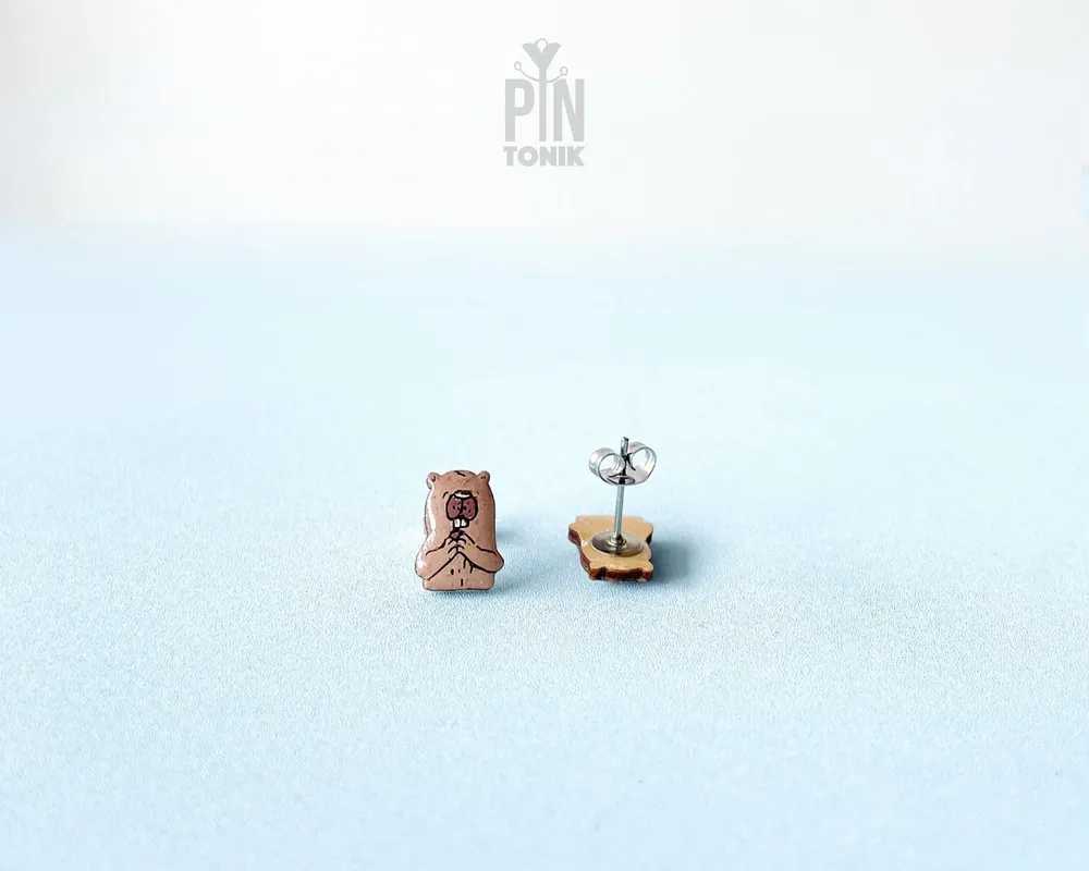 Bijoux - Boucles d'oreilles castor - Cadeaux animaux amusants - Bijoux originaux - PINTONIK