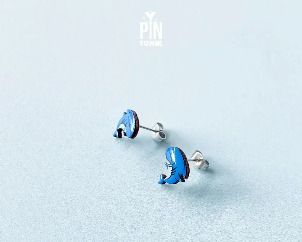 Bijoux - Boucles d'oreilles requin-baleine - Bijoux de plage en bois - PINTONIK